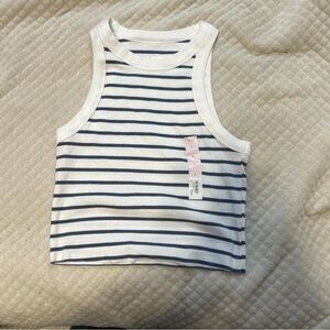 Striped Sleeveless Women’s Top - Blue and White